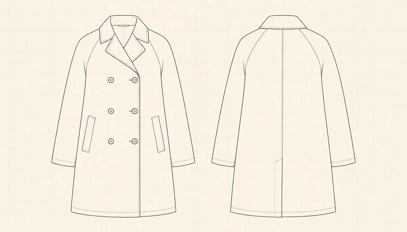 Aperçu du patron de couture De Fil en Épingles : manteau doublé confirmé aux pièces structurées